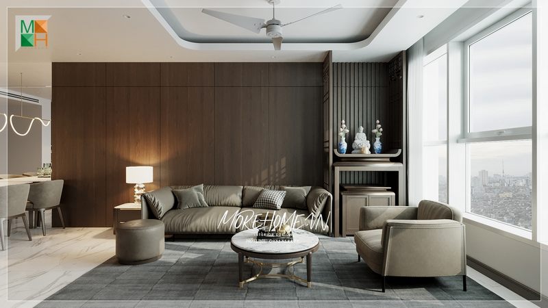 Chung cư thiết kế nội thất phòng khách với phong cách hiện đại đơn giản nhưng không kém phần sang trọng và tiện nghi