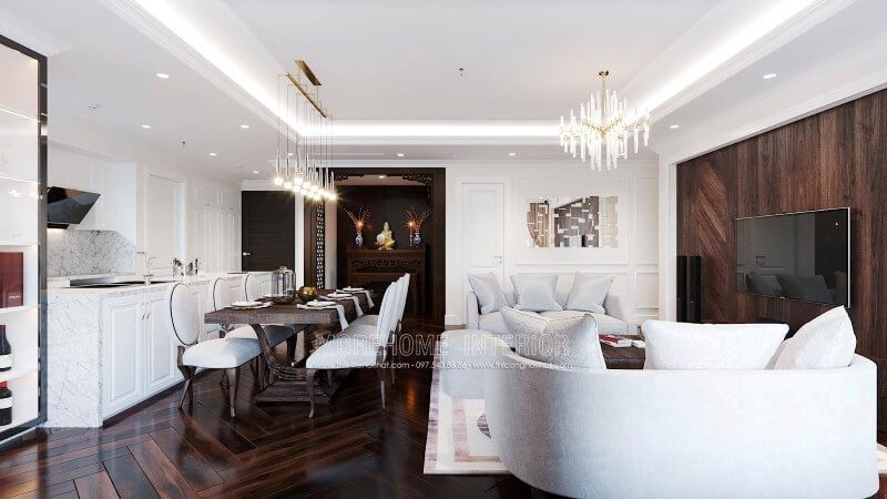 Mẫu tủ bếp tân cổ điển không bao giờ lỗi mốt hiện nay