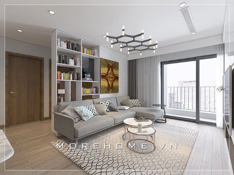 Mẫu thiết kế không gian phòng khách chung cư đẹp cuốn hút mang đến không khí gia đình ấm áp tiện nghi.